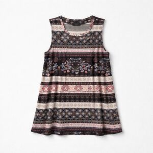 Floral Patterned Sleeveless Kids Dress